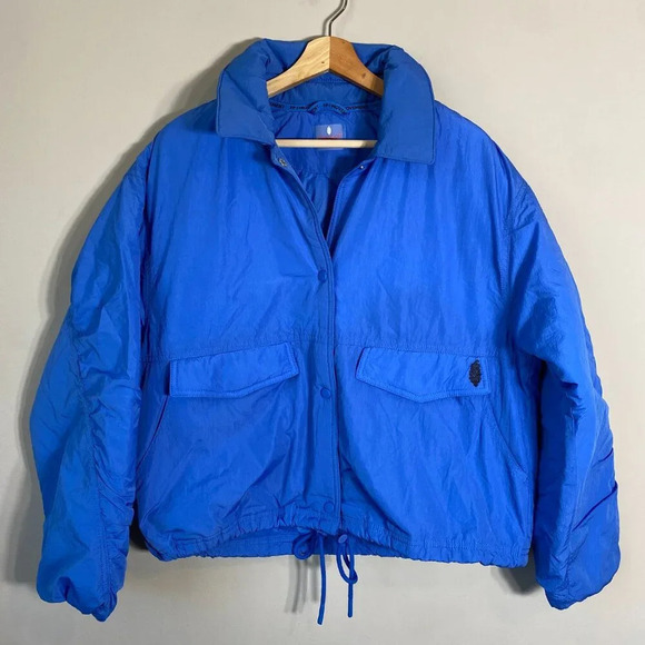 NWOT Free People FP Movement Off the Bleachers Coaches Jacket Women's Small Blue - Picture 7 of 16